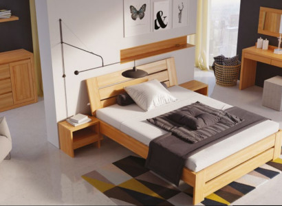 Bedroom set 5-piece. Bed 2x Nightstand + Dressing Table Mirror Solid Wood Furniture New
